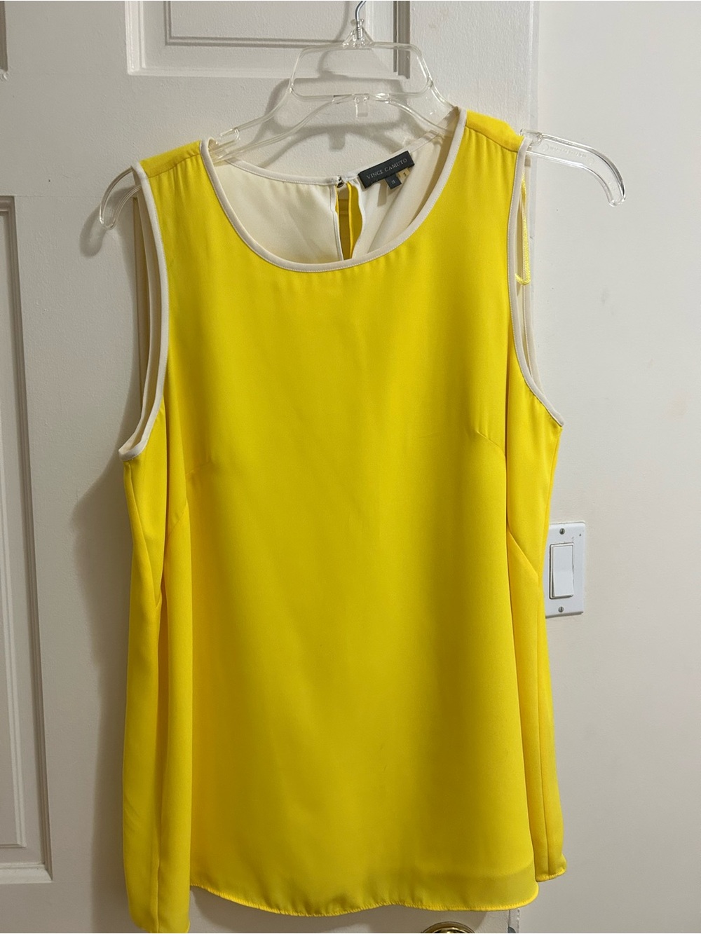 Vince Camuto Yellow Sleeveless Shell with Cream Trim